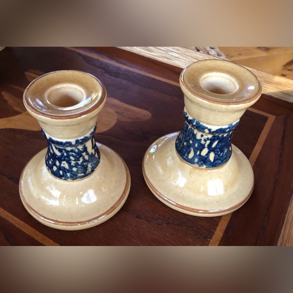 Pfaltzgraff ‘America’ Sponge Ware Candlestick Holders/Salt and Pepper Shakers - Picture 4 of 5